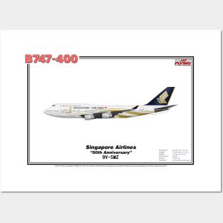 Boeing B747-400 - Singapore Airlines "50th Anniversary" (Art Print) Posters and Art